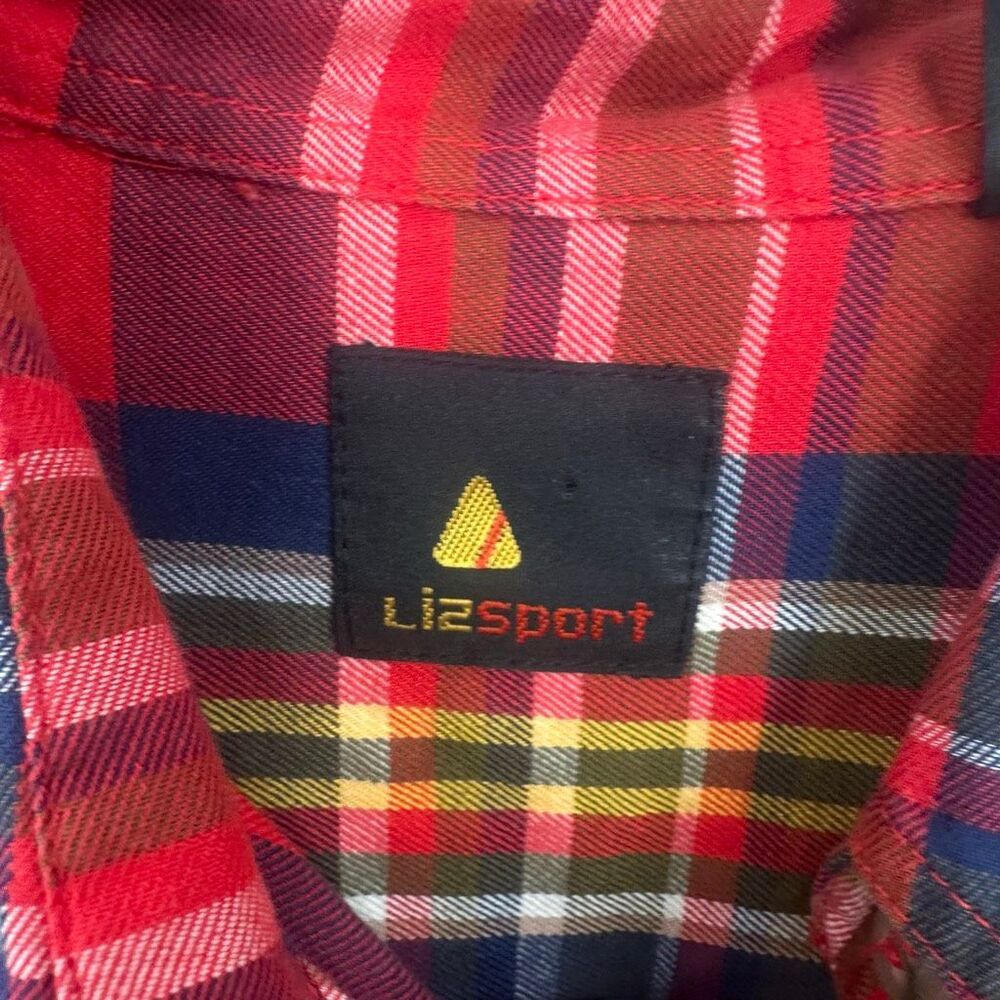 Liz‎ Claiborne Sport Vintage Tartan Plaid Button Down Shirt Size M Red Classic - Picture 3 of 11